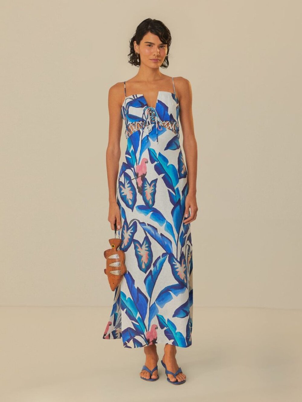 NWT Off-White Blue Foliage Maxi Dress - Picture 1 of 10